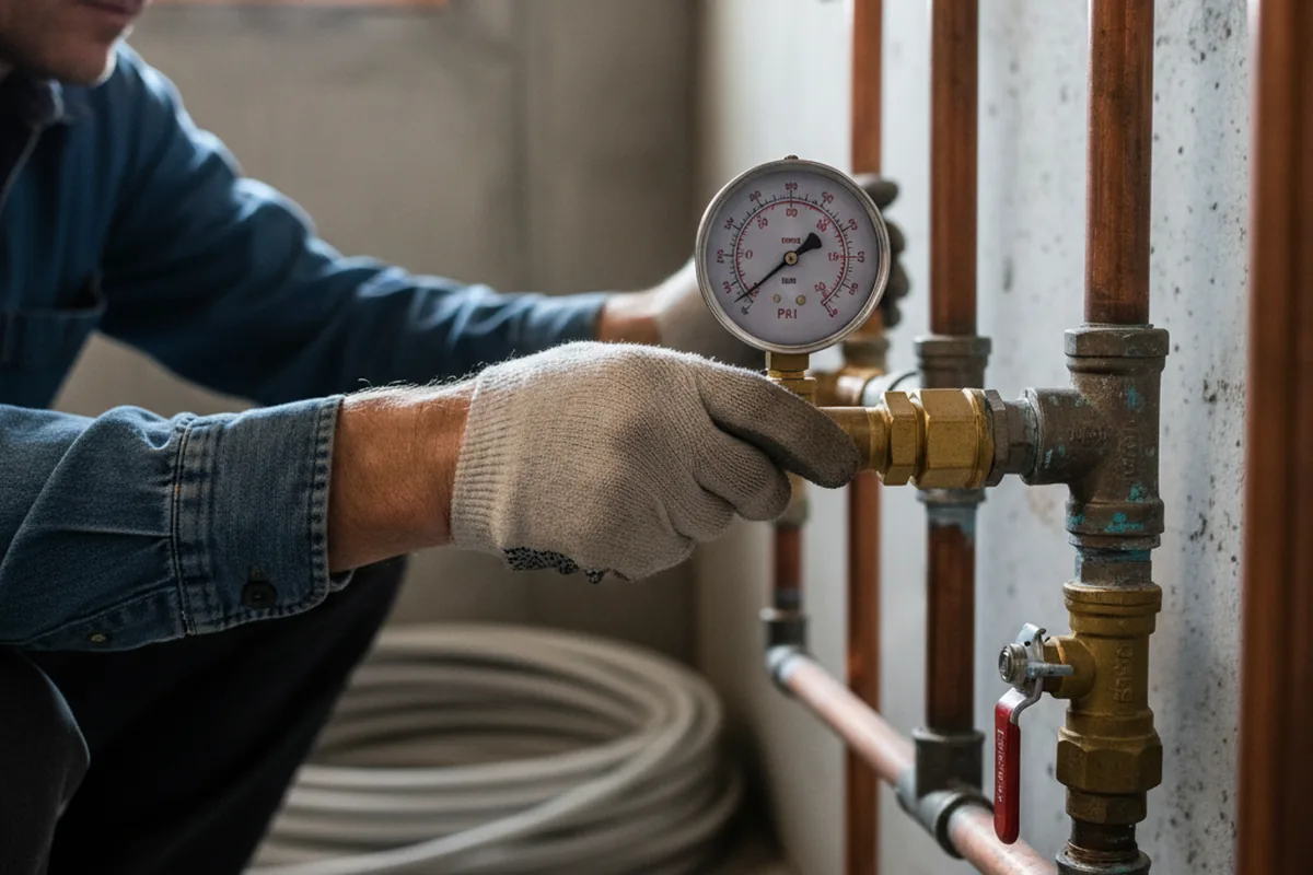 Pressure testing a repaired line during Water Line Repair in North Truro